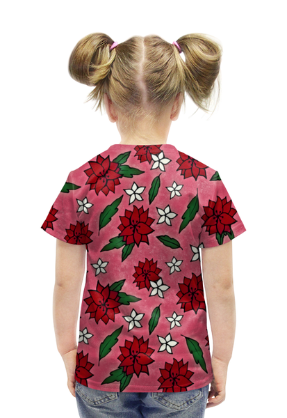Заказать детскую футболку в Москве. Футболка с полной запечаткой для девочек Узор цветов от THE_NISE  - готовые дизайны и нанесение принтов.