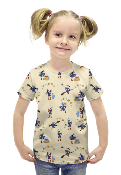 Заказать детскую футболку в Москве. Футболка с полной запечаткой для девочек ВЕСЕЛЫЕ ВЕДЬМЫ от ELENA ZHARINOVA - готовые дизайны и нанесение принтов.