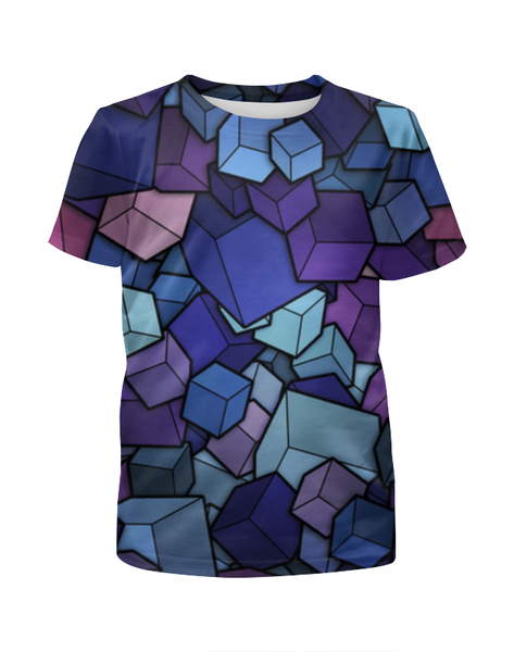 Заказать детскую футболку в Москве. Футболка с полной запечаткой для девочек Abstract Cubes от Ваня Клименко - готовые дизайны и нанесение принтов.