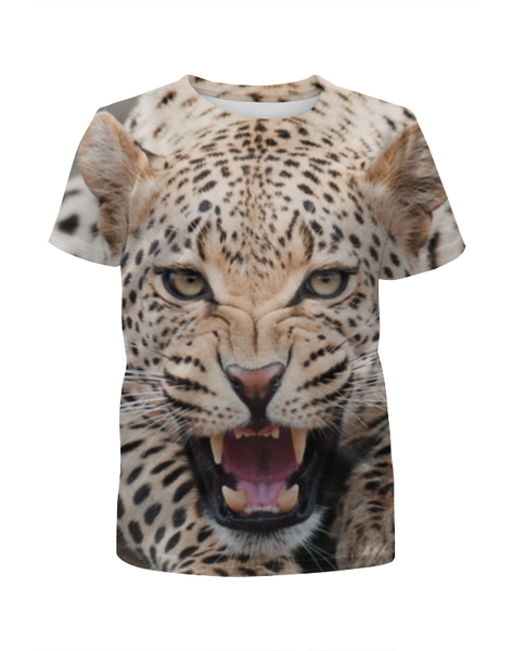 Заказать детскую футболку в Москве. Футболка с полной запечаткой для девочек Леопард от Виктор Гришин - готовые дизайны и нанесение принтов.