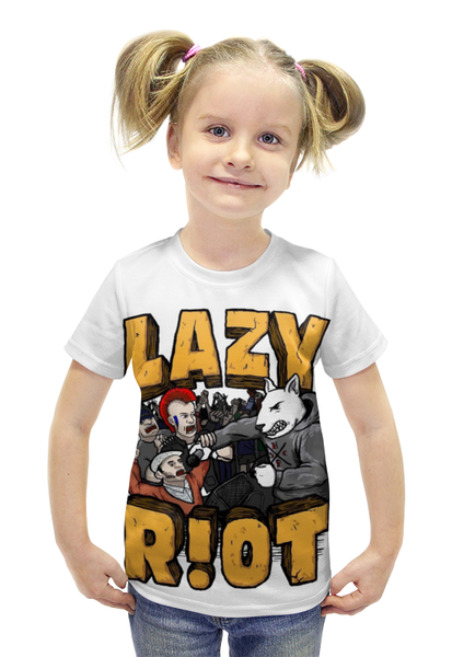 Заказать детскую футболку в Москве. Футболка с полной запечаткой для девочек Lazy riot от Серега Шнайдер - готовые дизайны и нанесение принтов.