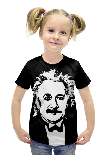 Заказать детскую футболку в Москве. Футболка с полной запечаткой для девочек Эйнштейн от The Spaceway  - готовые дизайны и нанесение принтов.