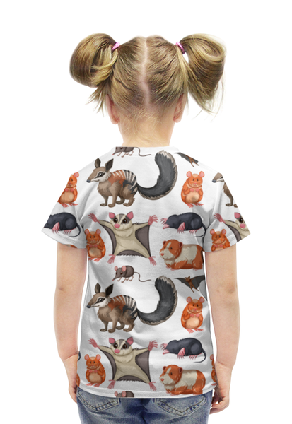 Заказать детскую футболку в Москве. Футболка с полной запечаткой для девочек Смешные животные от T-shirt print  - готовые дизайны и нанесение принтов.