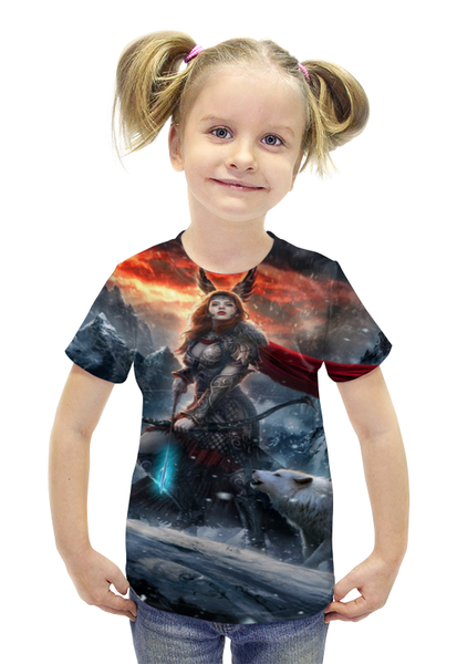 Заказать детскую футболку в Москве. Футболка с полной запечаткой для девочек Лучница от Серега Шнайдер - готовые дизайны и нанесение принтов.