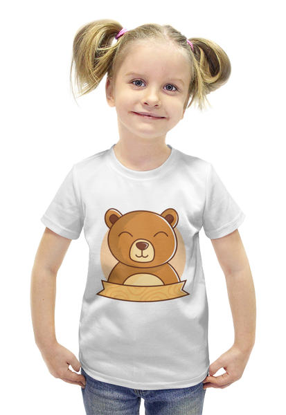 Заказать детскую футболку в Москве. Футболка с полной запечаткой для девочек Спящий медвежонок от svetlanas - готовые дизайны и нанесение принтов.