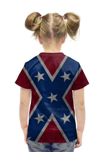 Заказать детскую футболку в Москве. Футболка с полной запечаткой для девочек Флаг Конфедерации США от Leichenwagen - готовые дизайны и нанесение принтов.