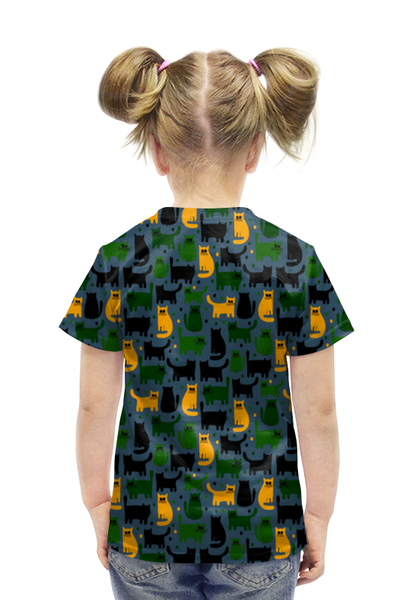 Заказать детскую футболку в Москве. Футболка с полной запечаткой для девочек Милые котики от THE_NISE  - готовые дизайны и нанесение принтов.