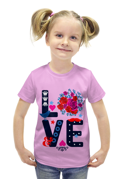 Заказать детскую футболку в Москве. Футболка с полной запечаткой для девочек  Любовь от Ирина - готовые дизайны и нанесение принтов.
