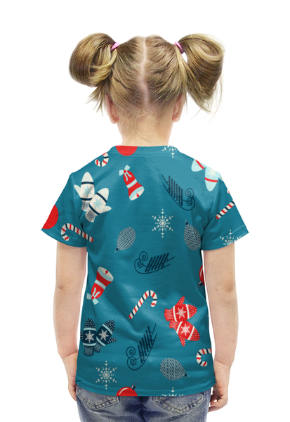 Заказать детскую футболку в Москве. Футболка с полной запечаткой для девочек Новогодние подарки от THE_NISE  - готовые дизайны и нанесение принтов.