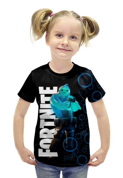 Заказать детскую футболку в Москве. Футболка с полной запечаткой для девочек Fortnite [2] от Карусель Фартуны - готовые дизайны и нанесение принтов.