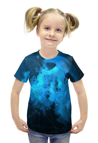 Заказать детскую футболку в Москве. Футболка с полной запечаткой для девочек Jellyfish от Дана Столыпина - готовые дизайны и нанесение принтов.