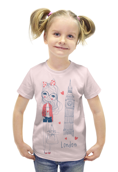 Заказать детскую футболку в Москве. Футболка с полной запечаткой для девочек Лондон от Ирина - готовые дизайны и нанесение принтов.