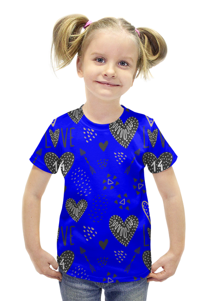Заказать детскую футболку в Москве. Футболка с полной запечаткой для девочек день влюбленных от THE_NISE  - готовые дизайны и нанесение принтов.
