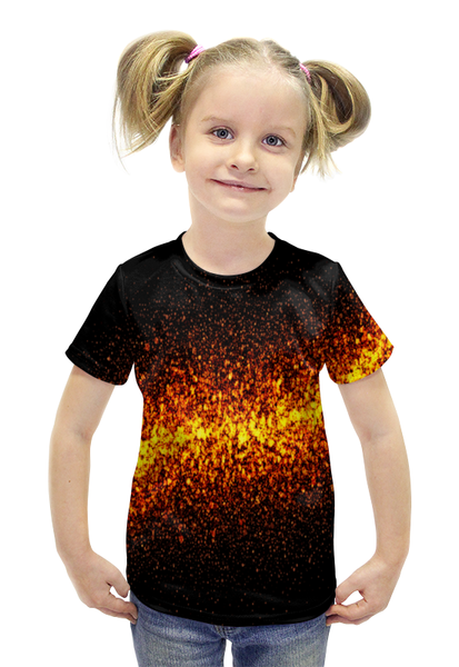Заказать детскую футболку в Москве. Футболка с полной запечаткой для девочек огонь от THE_NISE  - готовые дизайны и нанесение принтов.
