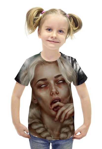 Заказать детскую футболку в Москве. Футболка с полной запечаткой для девочек Gothic Girl от Jimmy Flash - готовые дизайны и нанесение принтов.