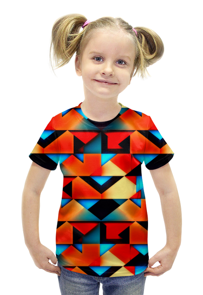 Заказать детскую футболку в Москве. Футболка с полной запечаткой для девочек Геометрические фигуры от THE_NISE  - готовые дизайны и нанесение принтов.