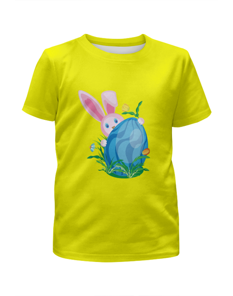 Заказать детскую футболку в Москве. Футболка с полной запечаткой для девочек Кролик и яйцо от IrinkaArt  - готовые дизайны и нанесение принтов.