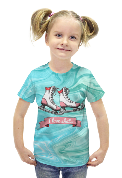 Заказать детскую футболку в Москве. Футболка с полной запечаткой для девочек Коньки от nadegda - готовые дизайны и нанесение принтов.