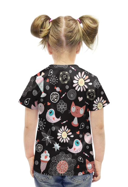 Заказать детскую футболку в Москве. Футболка с полной запечаткой для девочек Котики от THE_NISE  - готовые дизайны и нанесение принтов.