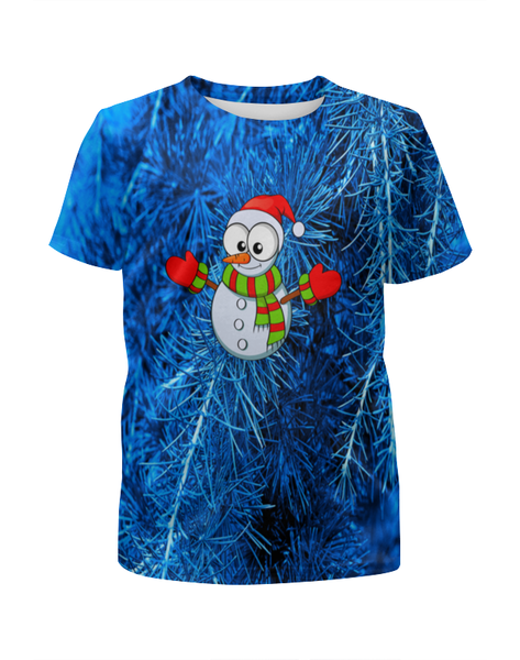 Заказать детскую футболку в Москве. Футболка с полной запечаткой для девочек Снеговичок от THE_NISE  - готовые дизайны и нанесение принтов.