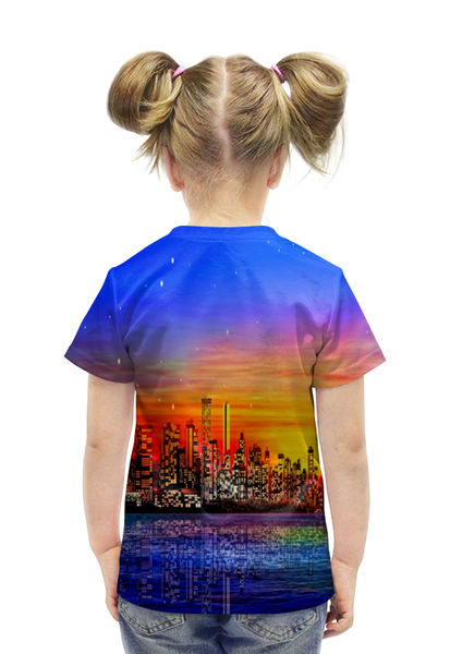 Заказать детскую футболку в Москве. Футболка с полной запечаткой для девочек Город от THE_NISE  - готовые дизайны и нанесение принтов.