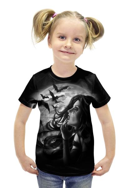 Заказать детскую футболку в Москве. Футболка с полной запечаткой для девочек Вампиры от scrat29@yandex.ru - готовые дизайны и нанесение принтов.