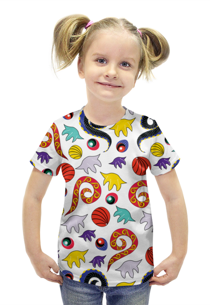 Заказать детскую футболку в Москве. Футболка с полной запечаткой для девочек на морской глубине от ELENA ZHARINOVA - готовые дизайны и нанесение принтов.