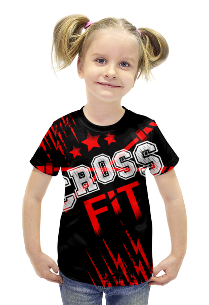 Заказать детскую футболку в Москве. Футболка с полной запечаткой для девочек КРОССФИТ от Алексс Неро - готовые дизайны и нанесение принтов.