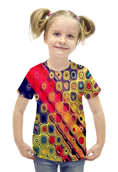 Заказать детскую футболку в Москве. Футболка с полной запечаткой для девочек Узоры от THE_NISE  - готовые дизайны и нанесение принтов.