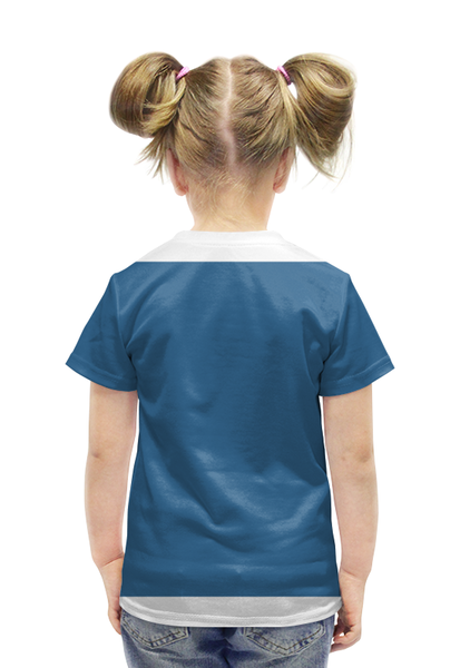 Заказать детскую футболку в Москве. Футболка с полной запечаткой для девочек Волк с голубыми глазами от weeert - готовые дизайны и нанесение принтов.