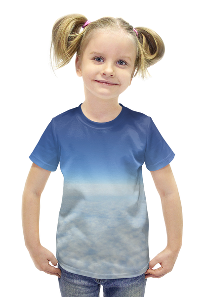 Заказать детскую футболку в Москве. Футболка с полной запечаткой для девочек Небесная синева от va-zaitsev - готовые дизайны и нанесение принтов.