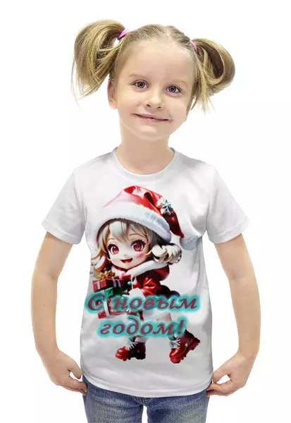 Заказать детскую футболку в Москве. Футболка с полной запечаткой для девочек Снегурка от karandash6919@gmail.com - готовые дизайны и нанесение принтов.