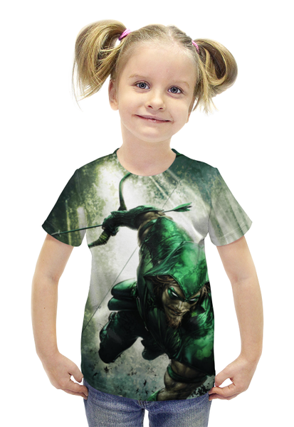 Заказать детскую футболку в Москве. Футболка с полной запечаткой для девочек Зелёная стрела от scrat29@yandex.ru - готовые дизайны и нанесение принтов.