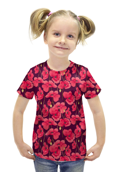 Заказать детскую футболку в Москве. Футболка с полной запечаткой для девочек Цветы от Илья Щеблецов - готовые дизайны и нанесение принтов.