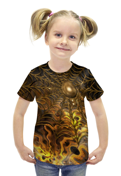 Заказать детскую футболку в Москве. Футболка с полной запечаткой для девочек Паутина от ПРИНТЫ ПЕЧАТЬ  - готовые дизайны и нанесение принтов.