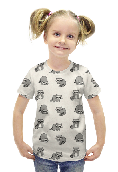 Заказать детскую футболку в Москве. Футболка с полной запечаткой для девочек Енотики от MariYang  - готовые дизайны и нанесение принтов.