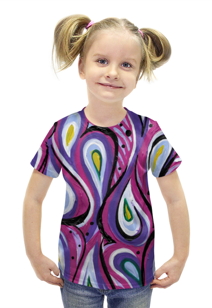 Заказать детскую футболку в Москве. Футболка с полной запечаткой для девочек Орнамент от d_ari.design@mail.ru - готовые дизайны и нанесение принтов.