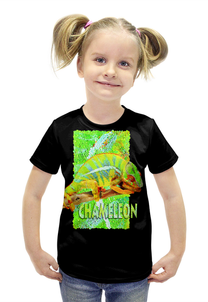 Заказать детскую футболку в Москве. Футболка с полной запечаткой для девочек Хамелеон.  от Zorgo-Art  - готовые дизайны и нанесение принтов.
