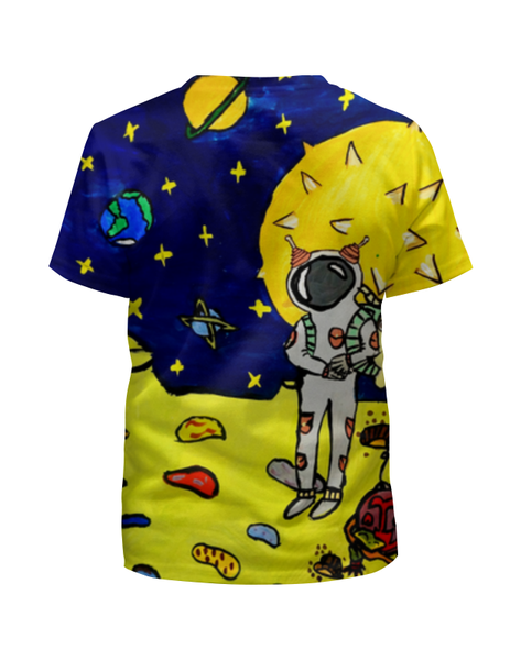 Заказать детскую футболку в Москве. Футболка с полной запечаткой для девочек Дети мечтают о космосе от Рисуя Добро - готовые дизайны и нанесение принтов.
