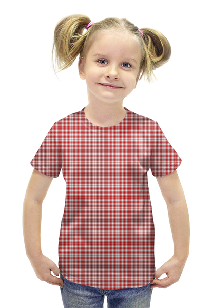 Заказать детскую футболку в Москве. Футболка с полной запечаткой для девочек клетчатый от sergo_1998 - готовые дизайны и нанесение принтов.