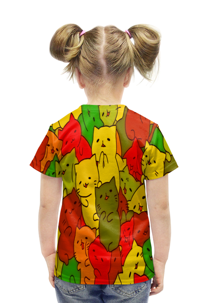 Заказать детскую футболку в Москве. Футболка с полной запечаткой для девочек Кошки от THE_NISE  - готовые дизайны и нанесение принтов.