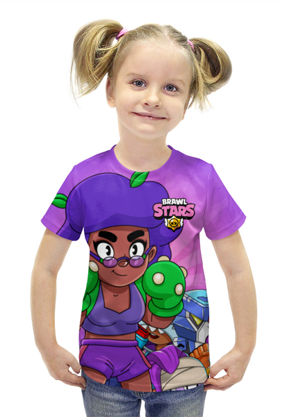 Заказать детскую футболку в Москве. Футболка с полной запечаткой для девочек BRAWL STARS ROSA от geekbox - готовые дизайны и нанесение принтов.