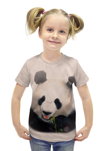 Заказать детскую футболку в Москве. Футболка с полной запечаткой для девочек Панда от valezar - готовые дизайны и нанесение принтов.