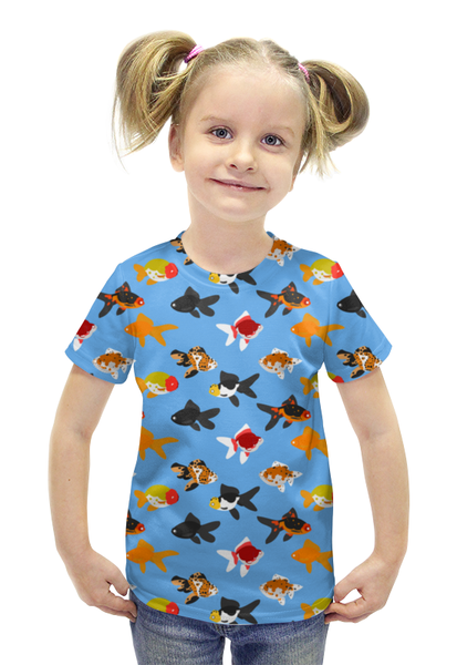 Заказать детскую футболку в Москве. Футболка с полной запечаткой для девочек FISH   от CoolDesign - готовые дизайны и нанесение принтов.