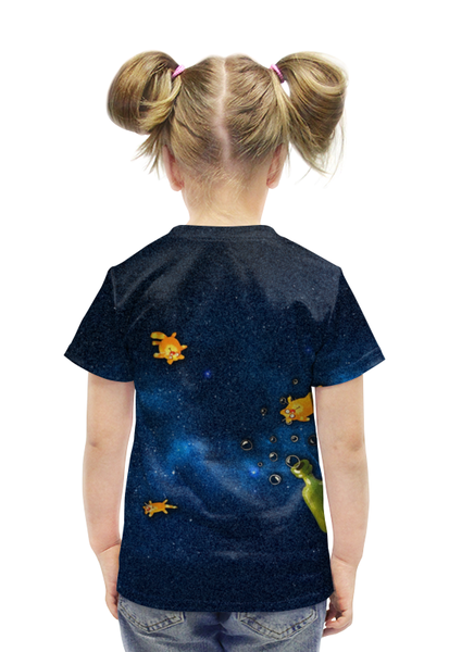 Заказать детскую футболку в Москве. Футболка с полной запечаткой для девочек Мысли о котах от Curipopik - готовые дизайны и нанесение принтов.