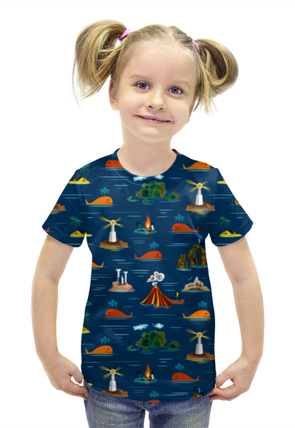 Заказать детскую футболку в Москве. Футболка с полной запечаткой для девочек ОСТРОВА от ELENA ZHARINOVA - готовые дизайны и нанесение принтов.