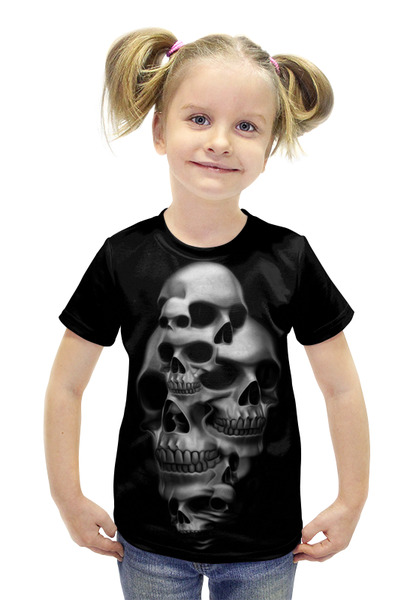 Заказать детскую футболку в Москве. Футболка с полной запечаткой для девочек Skull Art от Leichenwagen - готовые дизайны и нанесение принтов.