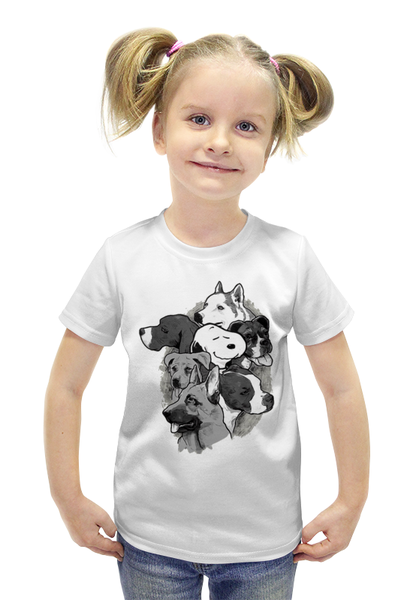 Заказать детскую футболку в Москве. Футболка с полной запечаткой для девочек Собачки  от ПРИНТЫ ПЕЧАТЬ  - готовые дизайны и нанесение принтов.