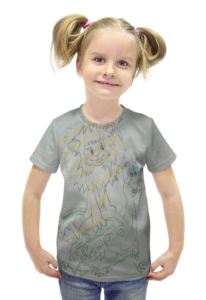 Заказать детскую футболку в Москве. Футболка с полной запечаткой для девочек Львенок и Черепаха от mrs-snit@yandex.ru - готовые дизайны и нанесение принтов.