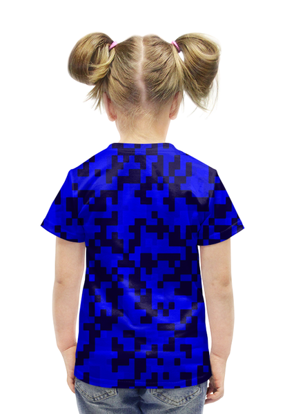 Заказать детскую футболку в Москве. Футболка с полной запечаткой для девочек Синий камуфляж от THE_NISE  - готовые дизайны и нанесение принтов.